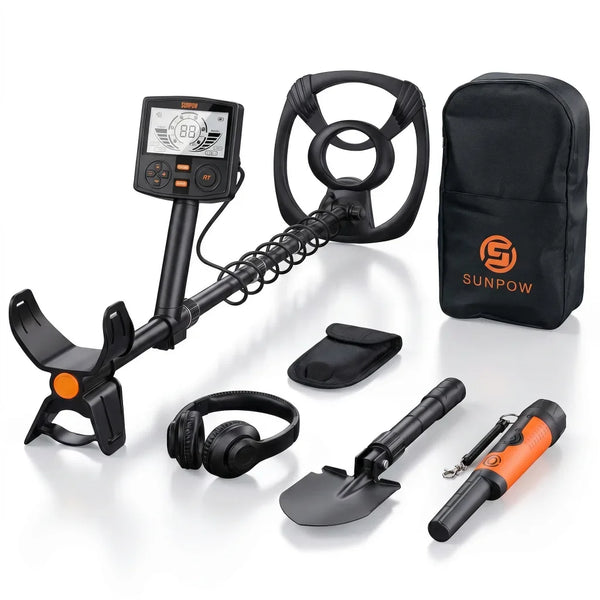 Kit détecteur de métaux 5 modes avec pinpointer, bobine 25 cm