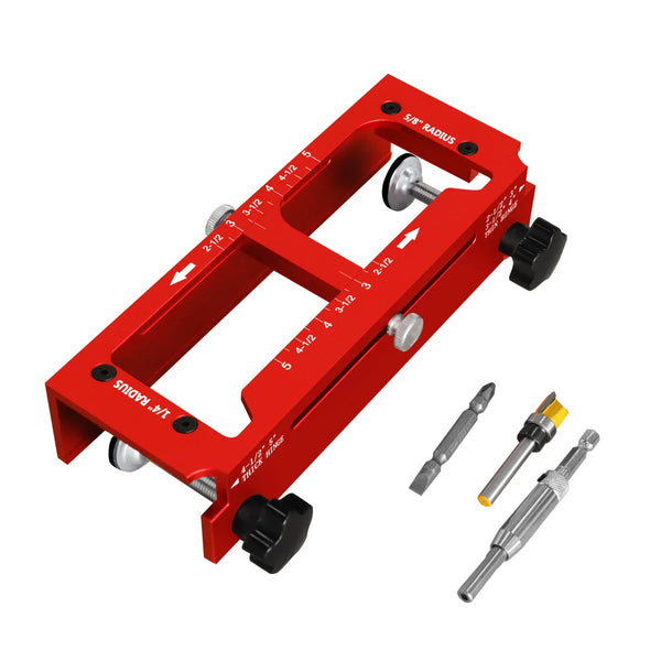 Gabarit de pose de charnières de porte en aluminium rouge