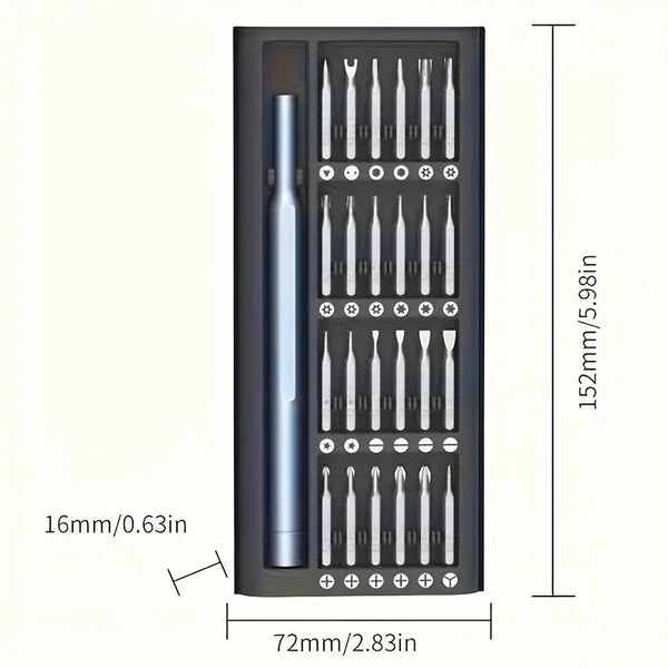 Kit tournevis de précision 24 en 1, dimensions de l'étui