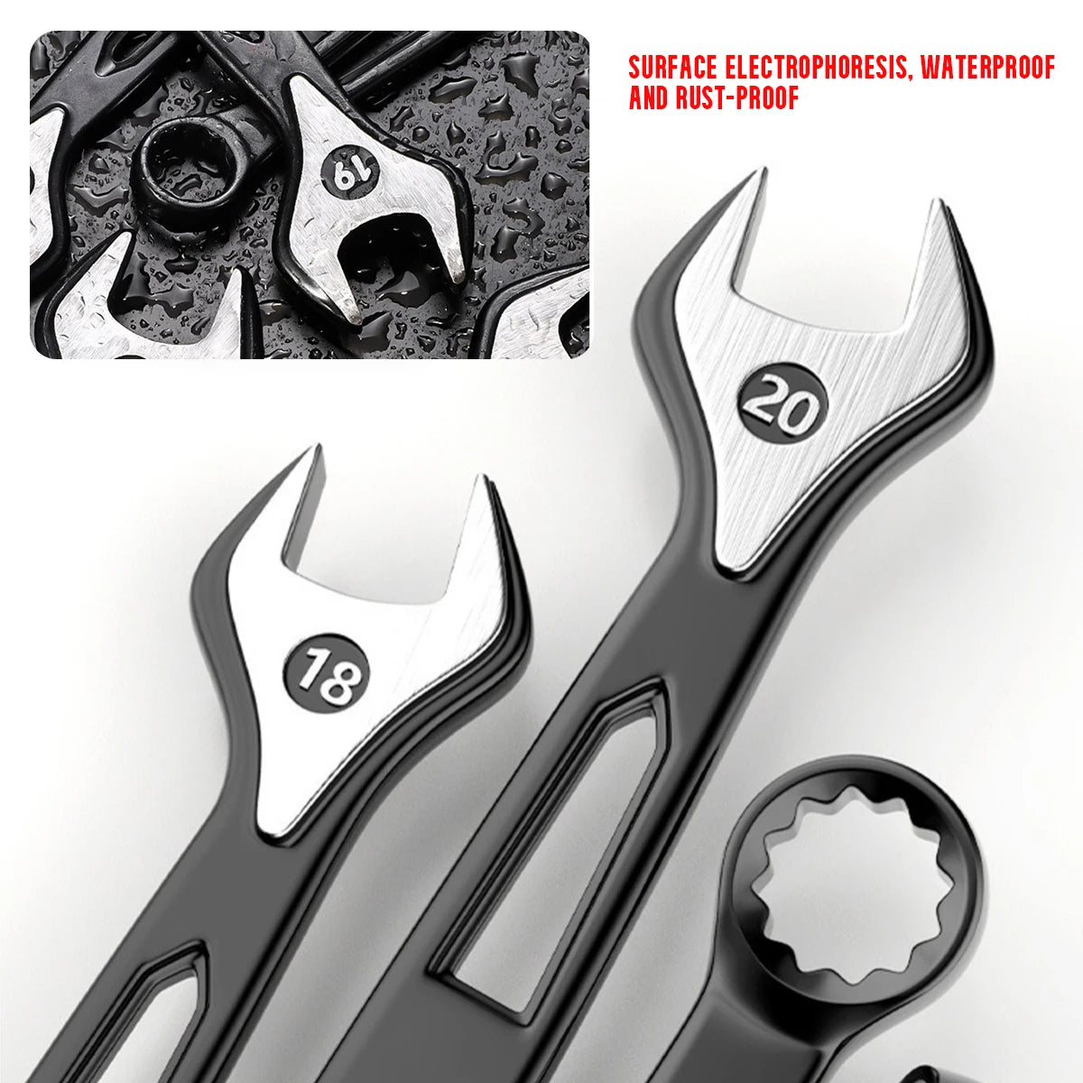 Max Torque Premium Combination Wrench Set, Chrome Vanadium Steel, Long Pattern Design | Include Metric 6-32mm