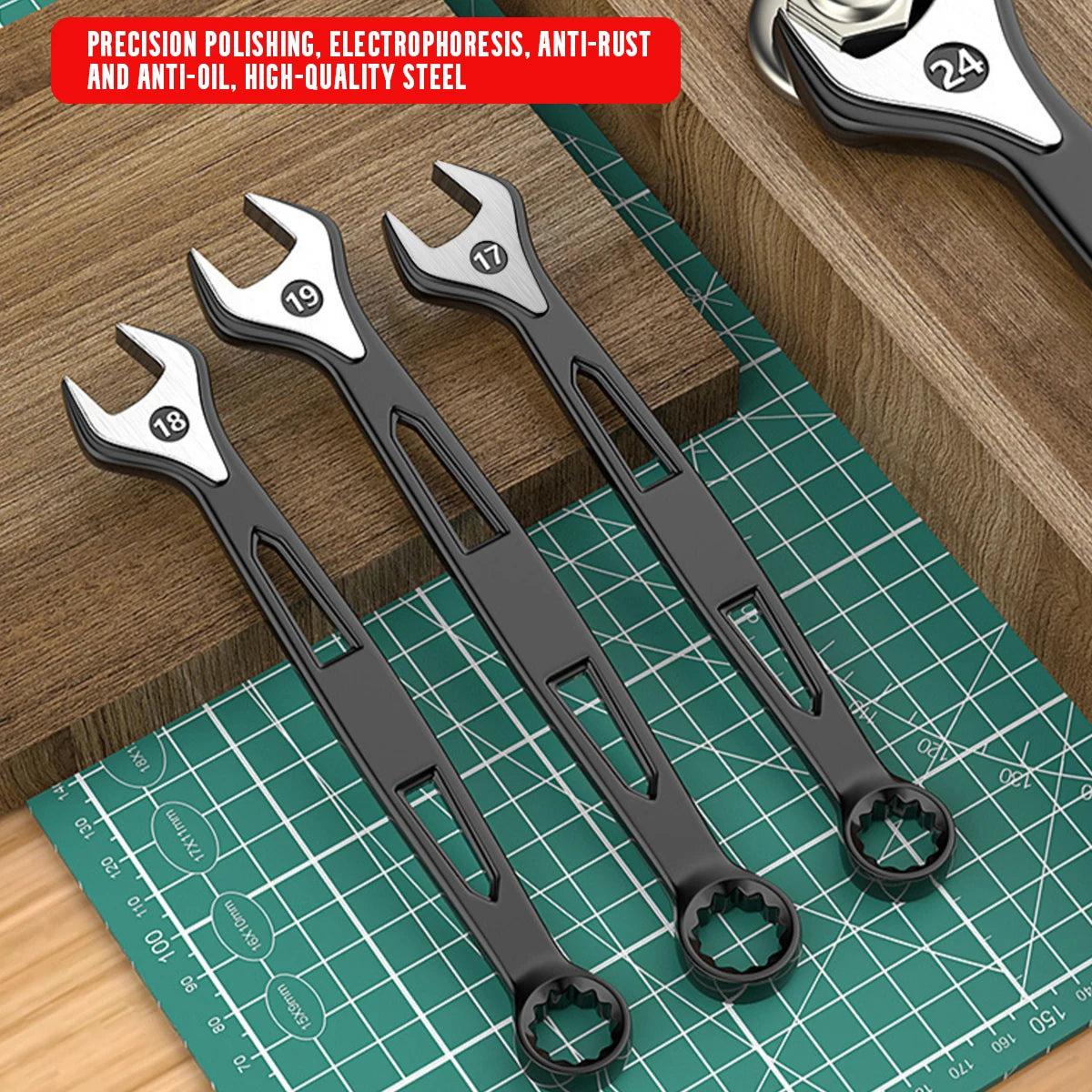 Max Torque Premium Combination Wrench Set, Chrome Vanadium Steel, Long Pattern Design | Include Metric 6-32mm