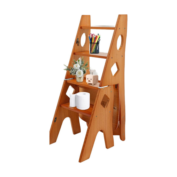 Chaise-escabeau 4 marches en pin massif