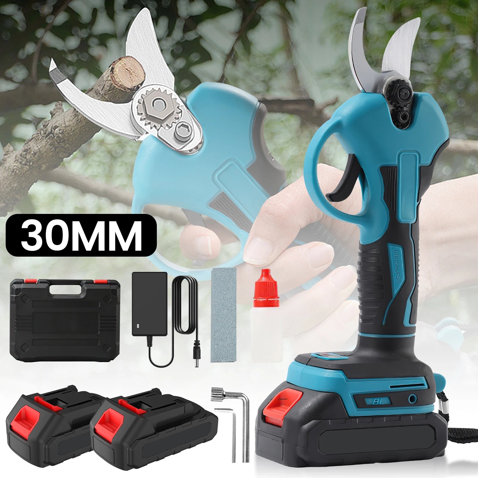 30mm Brushless Electric Pruner Pruning Shears Fruit Tree Bonsai Pruning Branches Cordless Cutter Tool For Makita 18V Battery