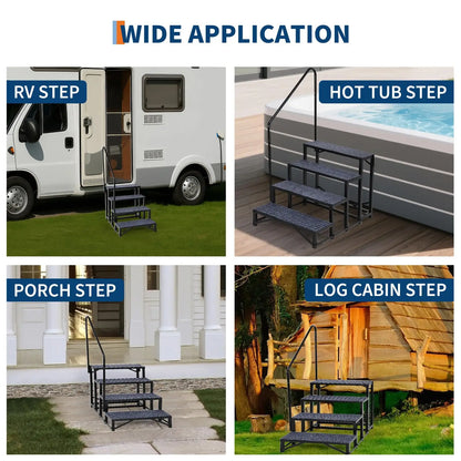 Escalier portable 4 marches avec main courante