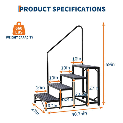 Escalier portable 4 marches avec main courante
