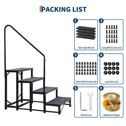 Escalier portable 4 marches avec main courante