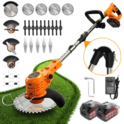Coupe-bordures sans fil télescopique avec 2 batteries et accessoires