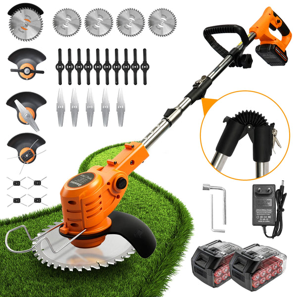 Coupe-bordures sans fil télescopique avec 2 batteries et accessoires