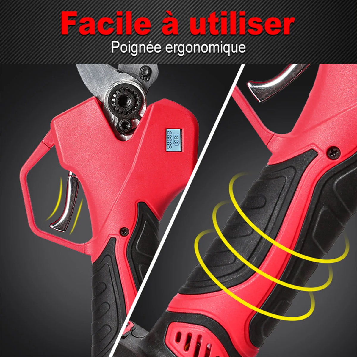 Sécateur électrique : poignée ergonomique