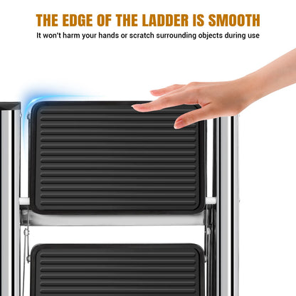 2/3 Steps Ladder Household Folding Ladder Stool Stainless Steel & No-slip & Load 150kg for Kitchen Home Use