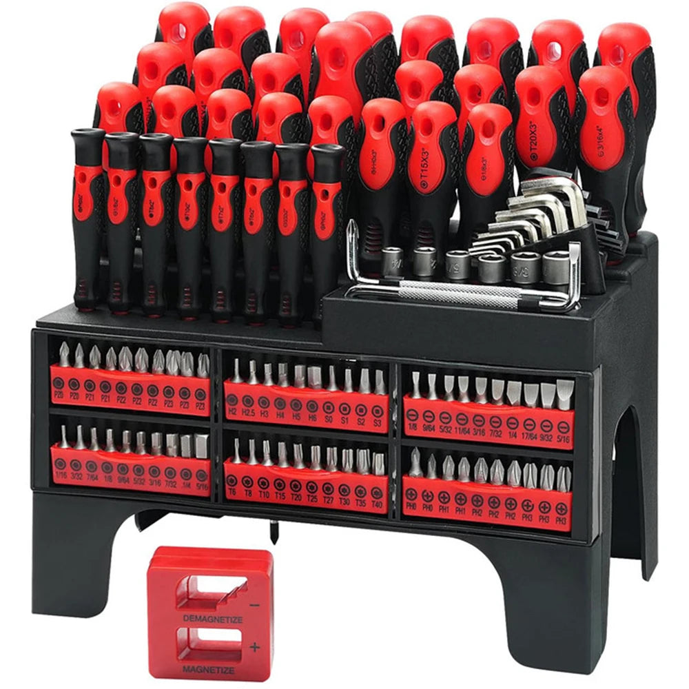 117Pcs Magnetic Screwdriver Set Precision Screwdriver Set Nut Driver And Bit Set Hex Wrench Kit With Storage Rack
