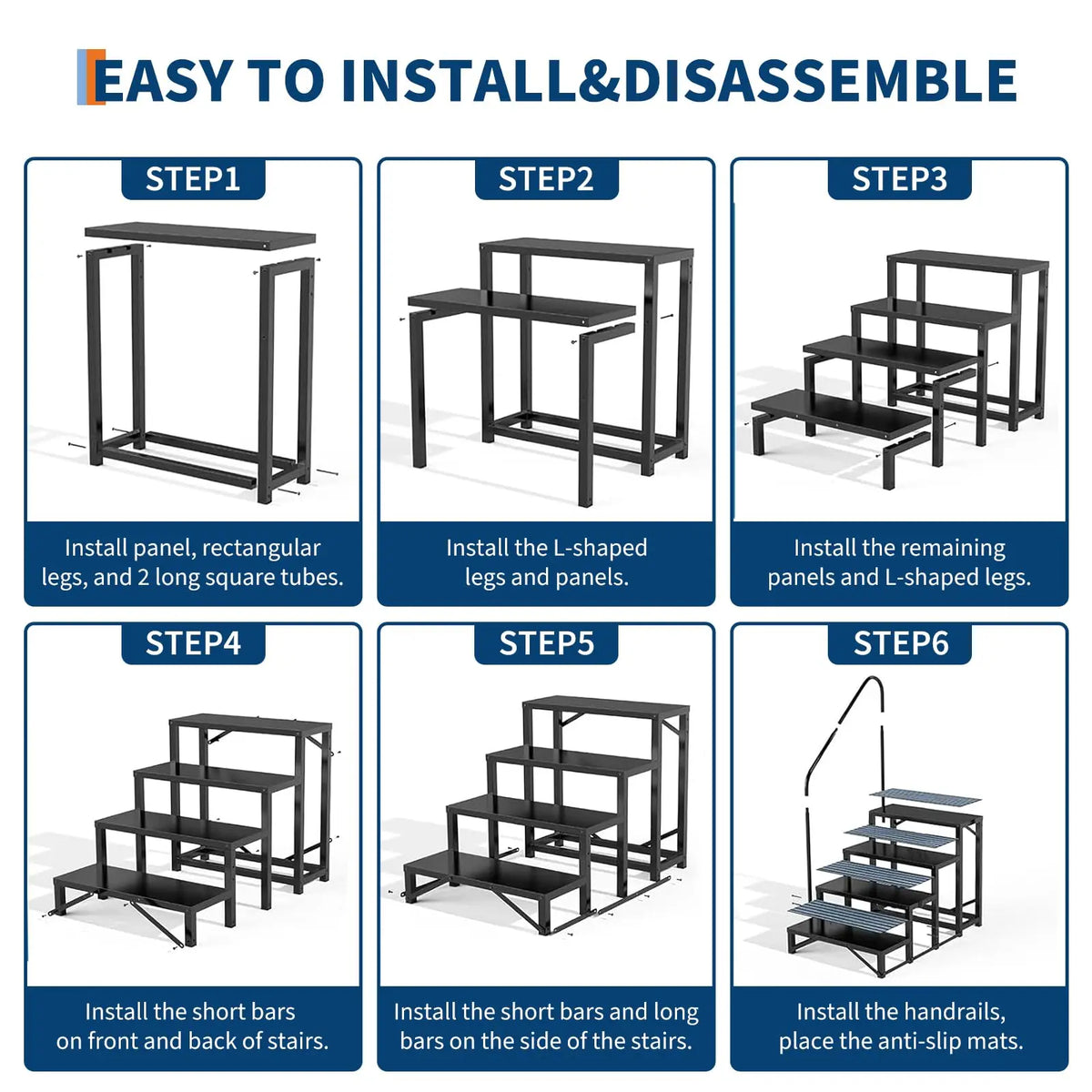 Escalier portable 4 marches avec main courante