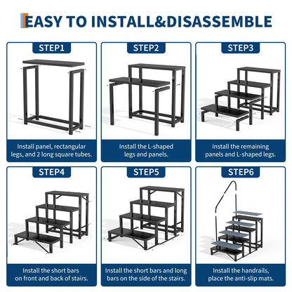 Escalier portable 4 marches avec main courante
