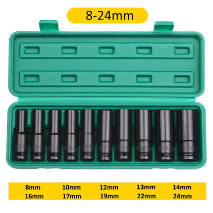 Coffret de 10 douilles à chocs longues 1/2 pouce