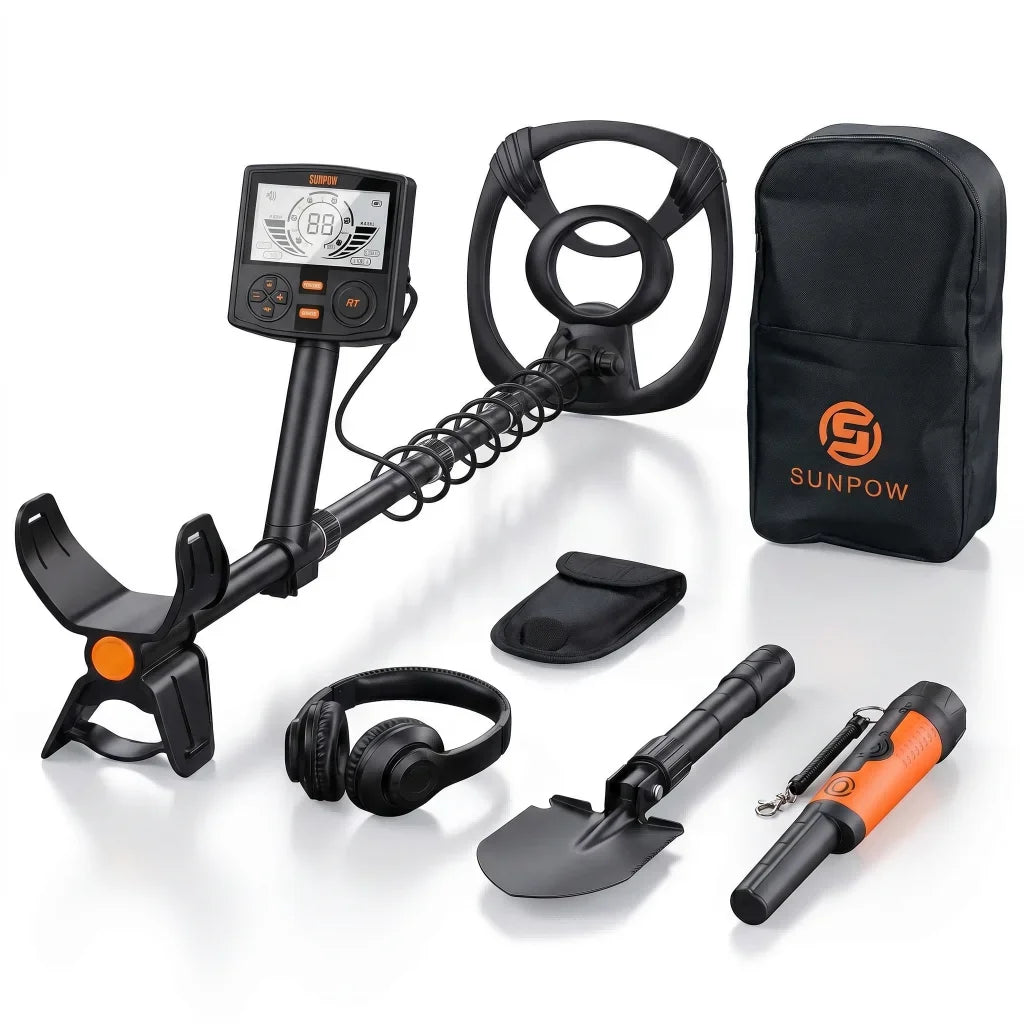 Kit détecteur de métaux 5 modes avec pinpointer, bobine 25 cm
