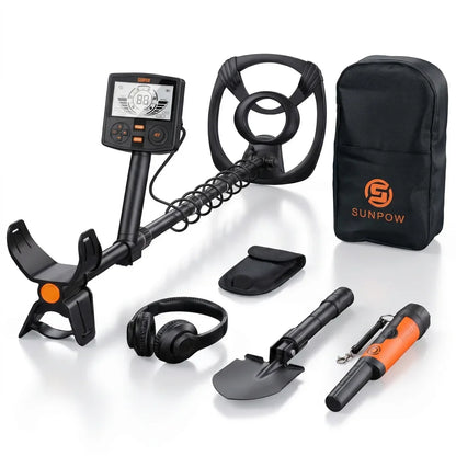 Kit détecteur de métaux 5 modes avec pinpointer, bobine 25 cm