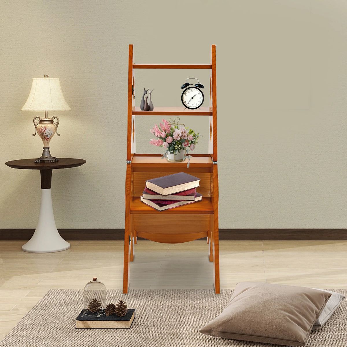 Chaise-escabeau 4 marches en pin massif