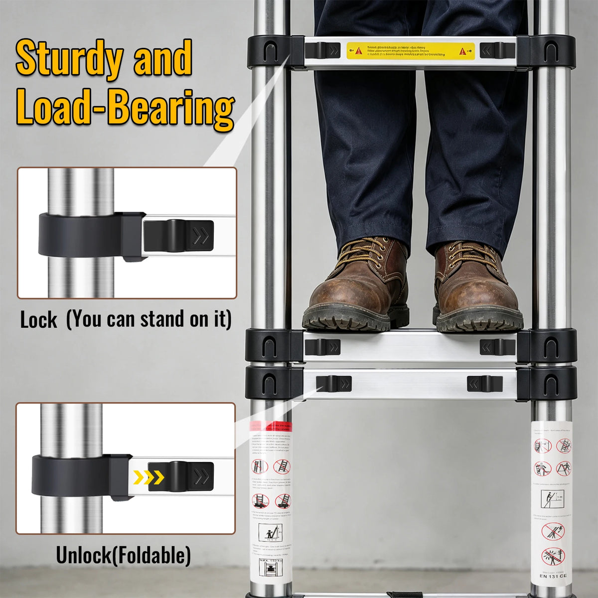 Échelle télescopique 4,4 m, marche et verrou – vue 7