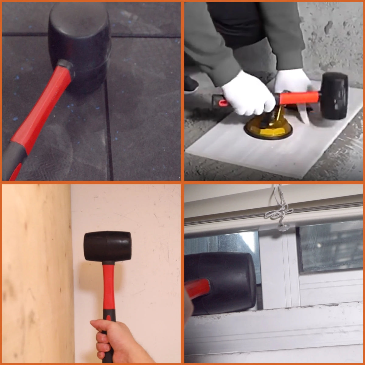 Hi-Spec Double Face Rubber Hammer, Heavy Duty Mallet with Insulated Hand Tool & Anti-Slip Grip for Installation/DIY (8/16/24 Oz)