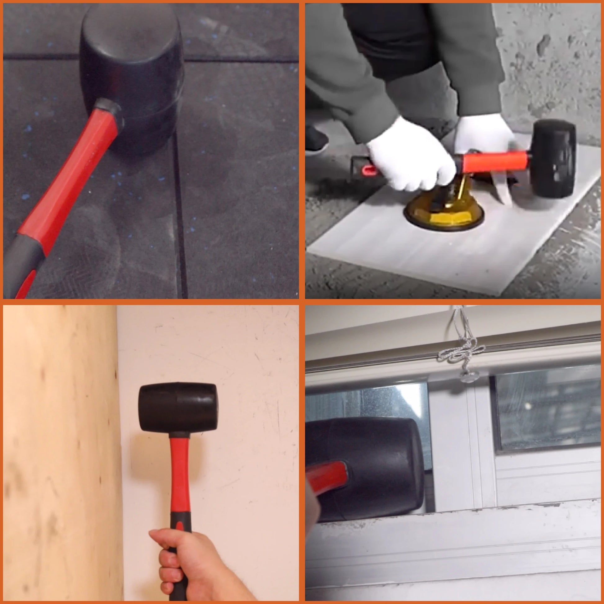 Hi-Spec Double Face Rubber Hammer, Heavy Duty Mallet with Insulated Hand Tool & Anti-Slip Grip for Installation/DIY (8/16/24 Oz)