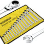 WOZOBUY Flex Head Ratcheting Wrench Set- 6-23mm Metric Ratchet Combination Wrenches CrV Gear Spanner Set