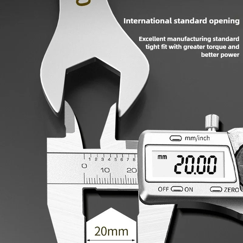 3mm Ultra-thin Open Box Dual-purpose Wrench Set 6-24mm Stainless Steel Spanner Metric Ratcheting Combination Wrench Kit with Bag