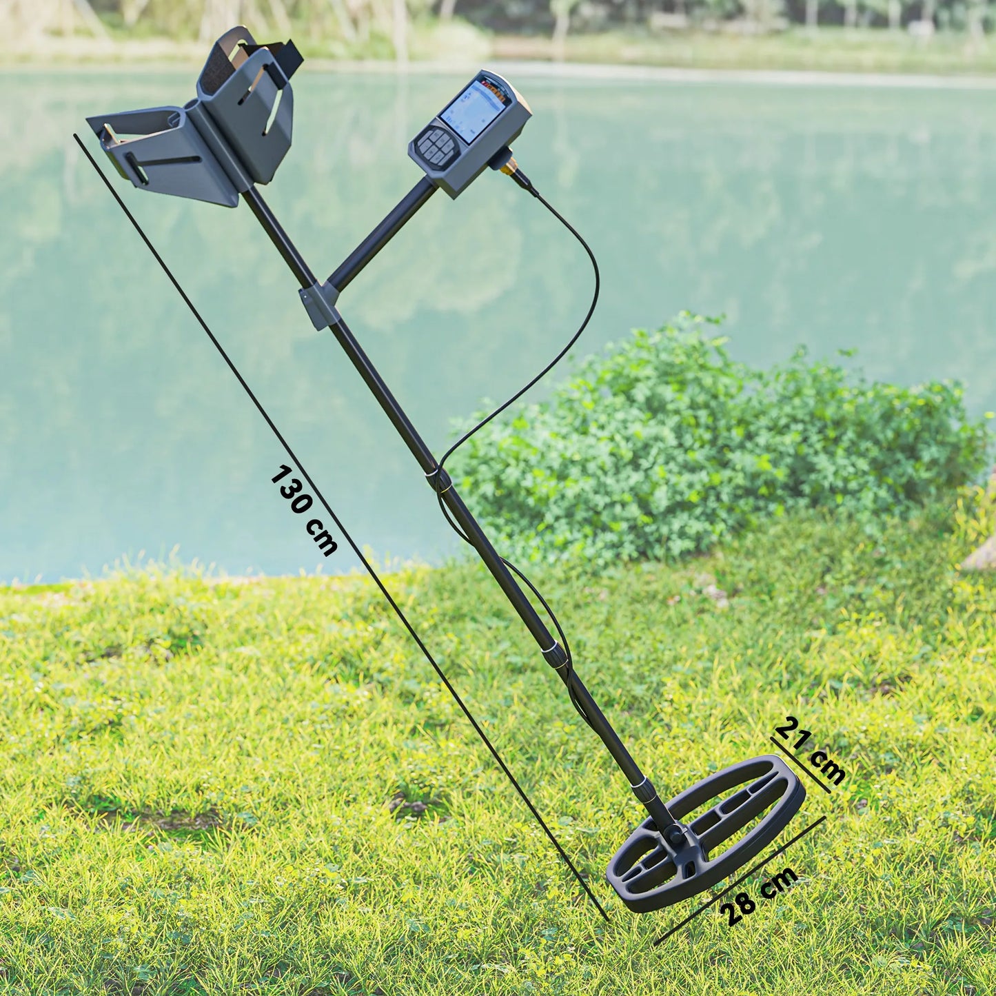Outsunny Professional Adult Metal Detector, 5 modes High Precision Detection, Waterproof IP68 coil with Memory mode and precise point, Advanced DSP chip, screen LCD, backpack, dark gray