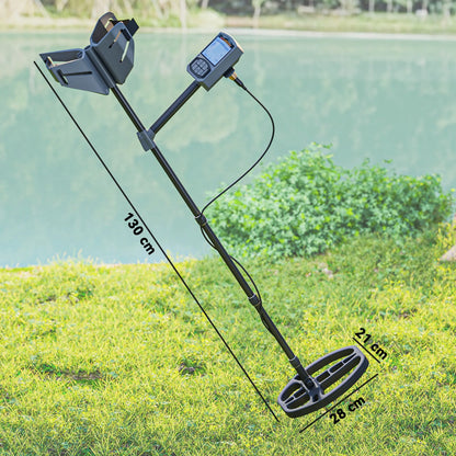 Outsunny Professional Adult Metal Detector, 5 modes High Precision Detection, Waterproof IP68 coil with Memory mode and precise point, Advanced DSP chip, screen LCD, backpack, dark gray