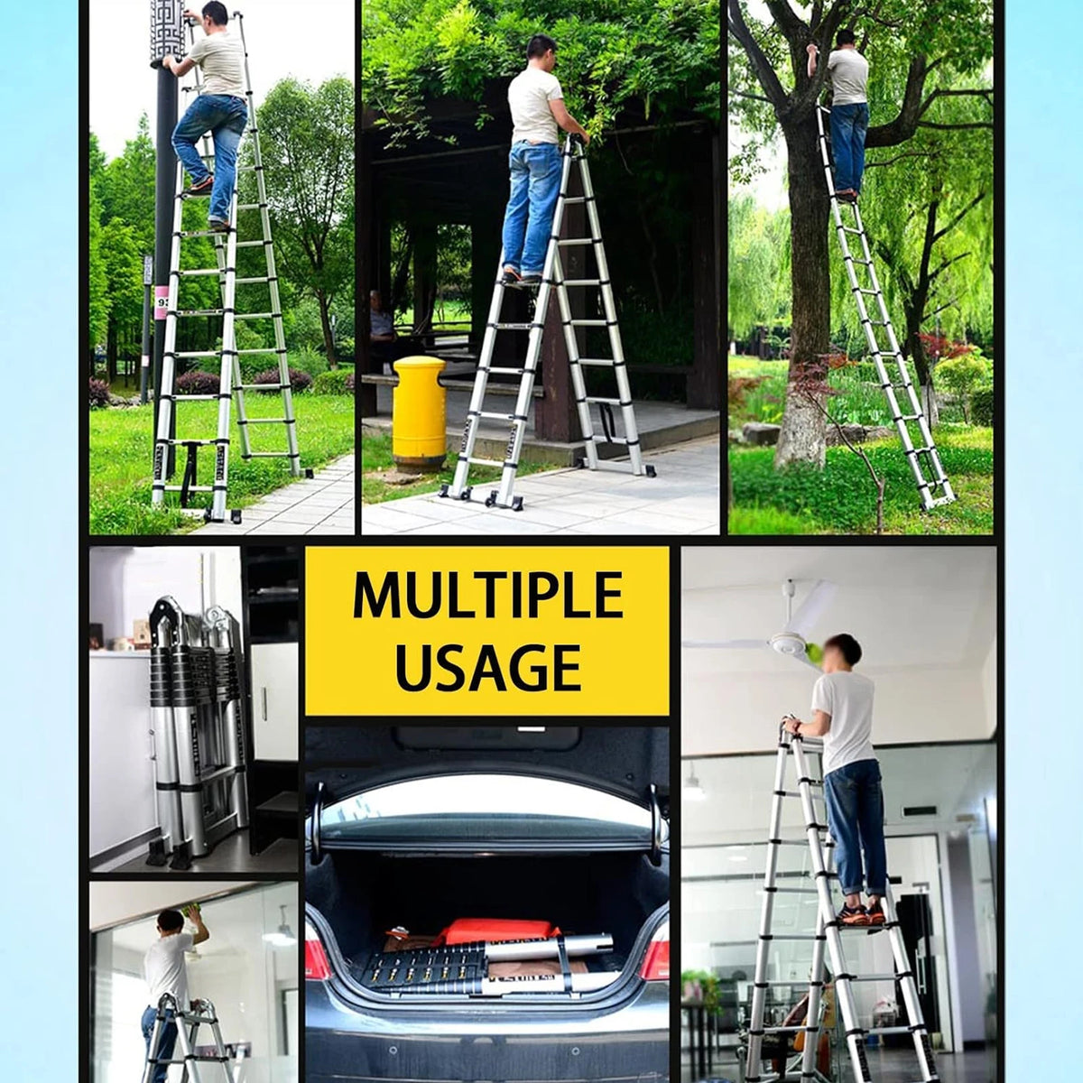 Échelle télescopique double : usages intérieur et extérieur
