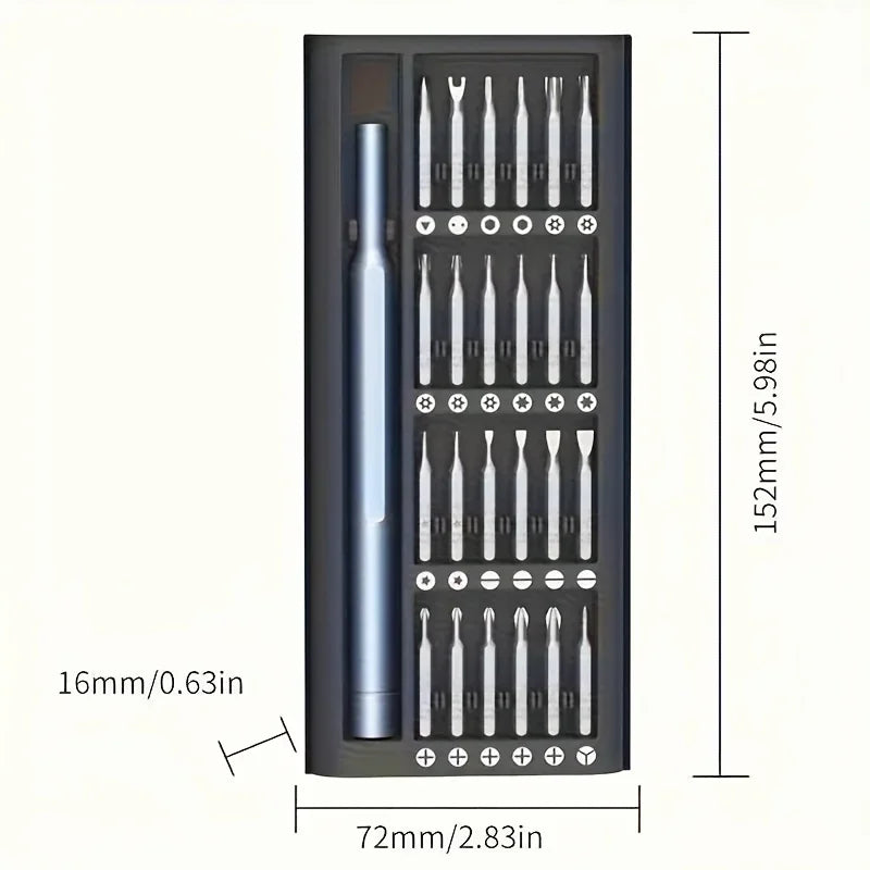 Kit tournevis de précision 24 en 1, dimensions de l'étui