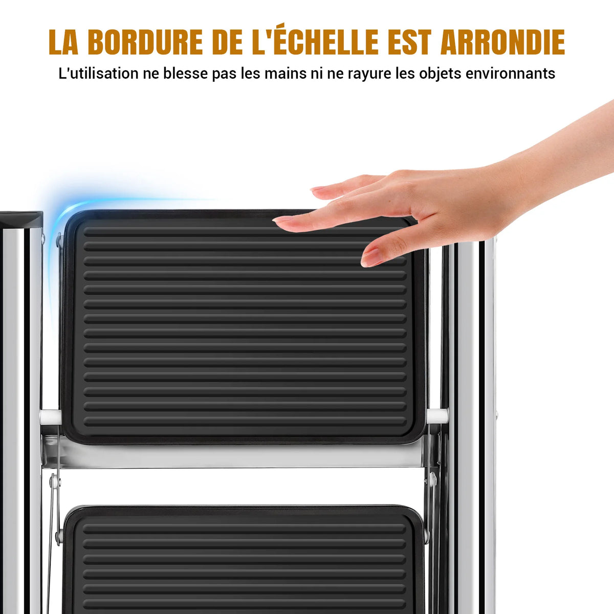 Escabeau 2 marches, bordure arrondie – vue 5
