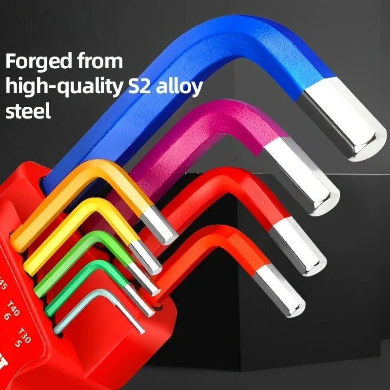 1 Set Ball End Allen Key Sets, Industrial Grade 9-Piece for Automotive Repair, Machinery Maintenance & Furniture