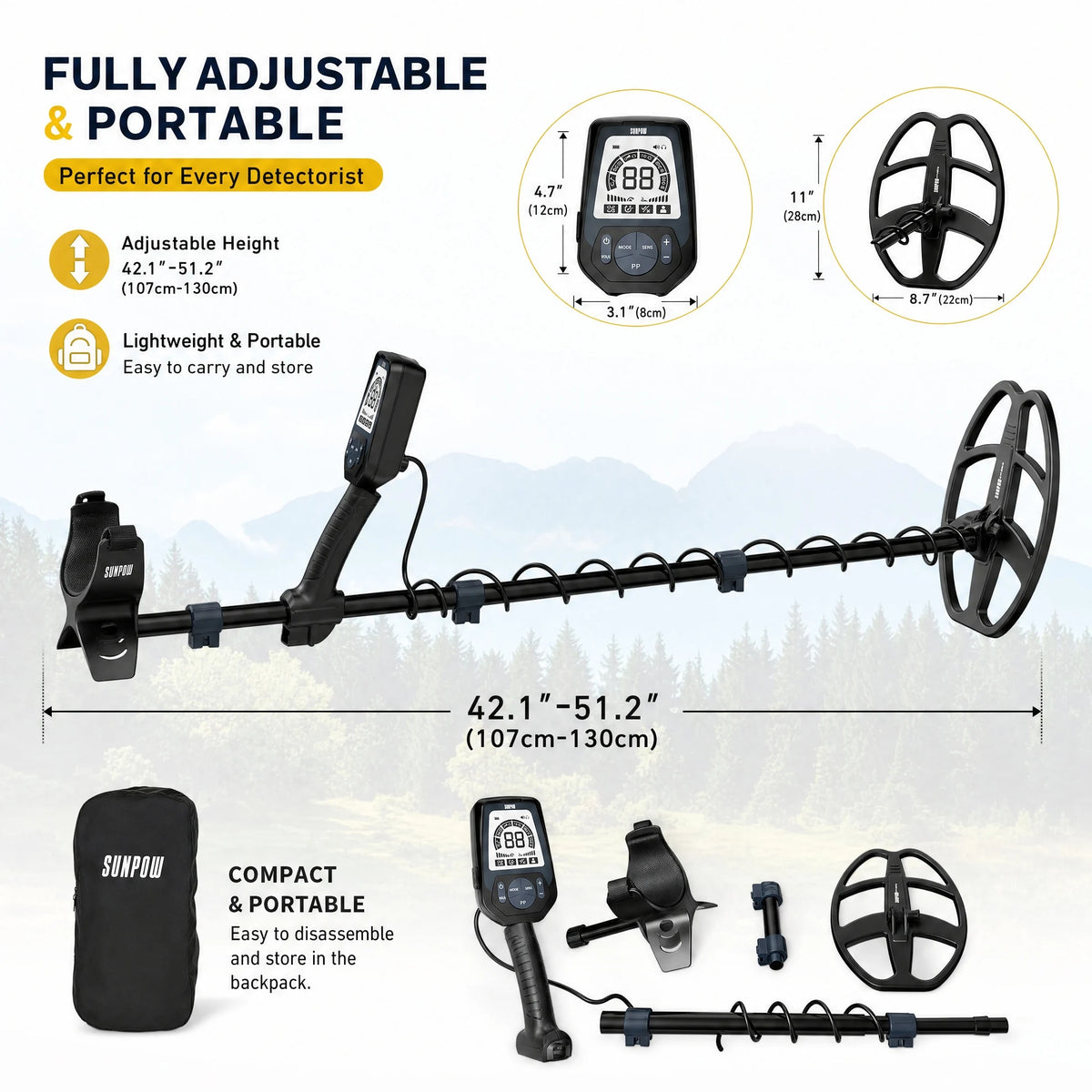 Détecteur de métaux rechargeable à bobine DD, vue 6