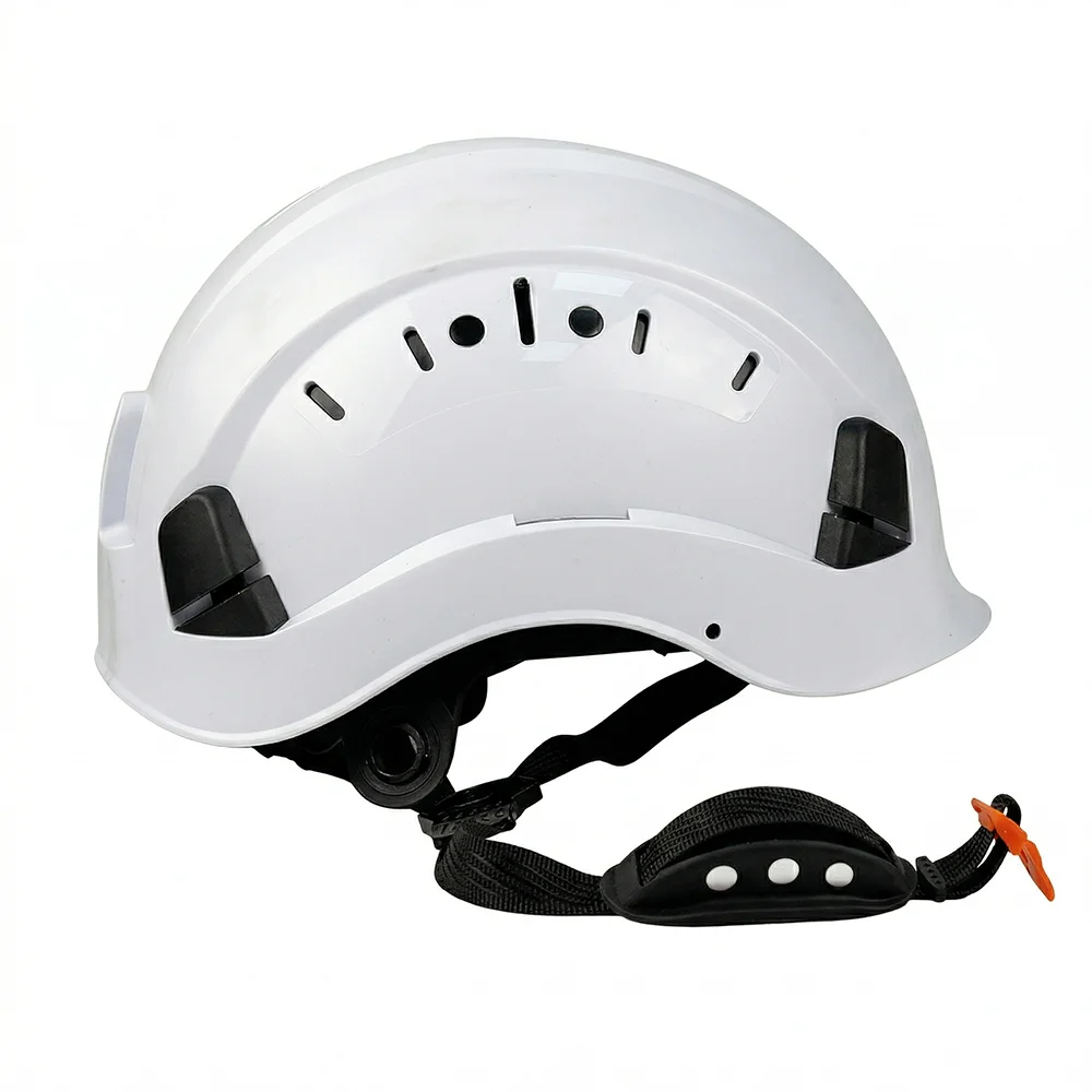 Casque de chantier ventilé blanc avec jugulaire