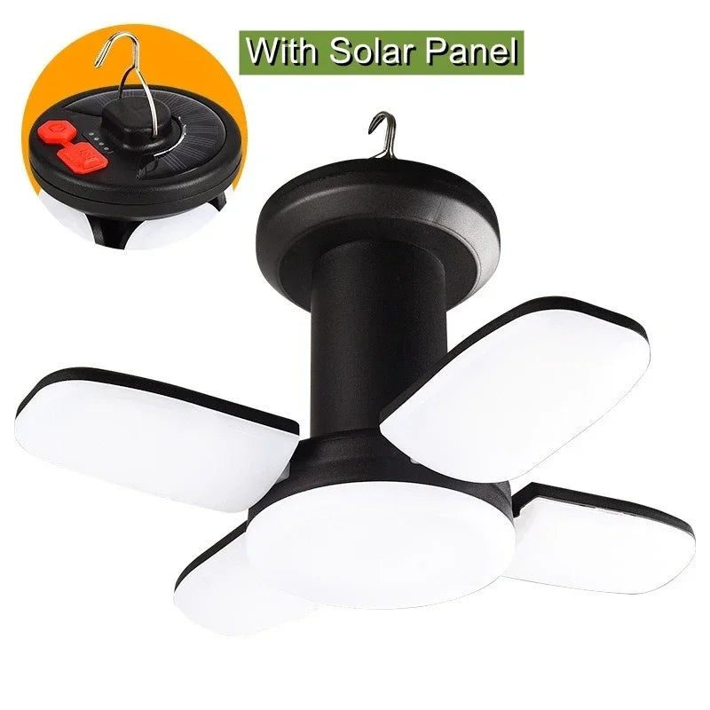 Lanterne de camping LED à volets pliants avec panneau solaire