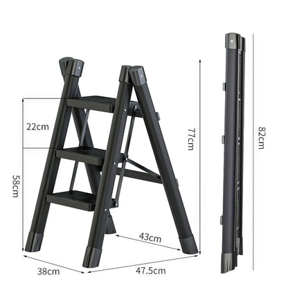 Escabeau en aluminium épaissi, 3 marches, dimensions – vue 1