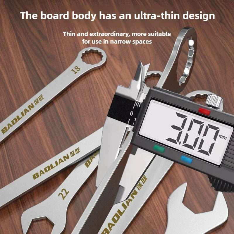 3mm Ultra-thin Open Box Dual-purpose Wrench Set 6-24mm Stainless Steel Spanner Metric Ratcheting Combination Wrench Kit with Bag
