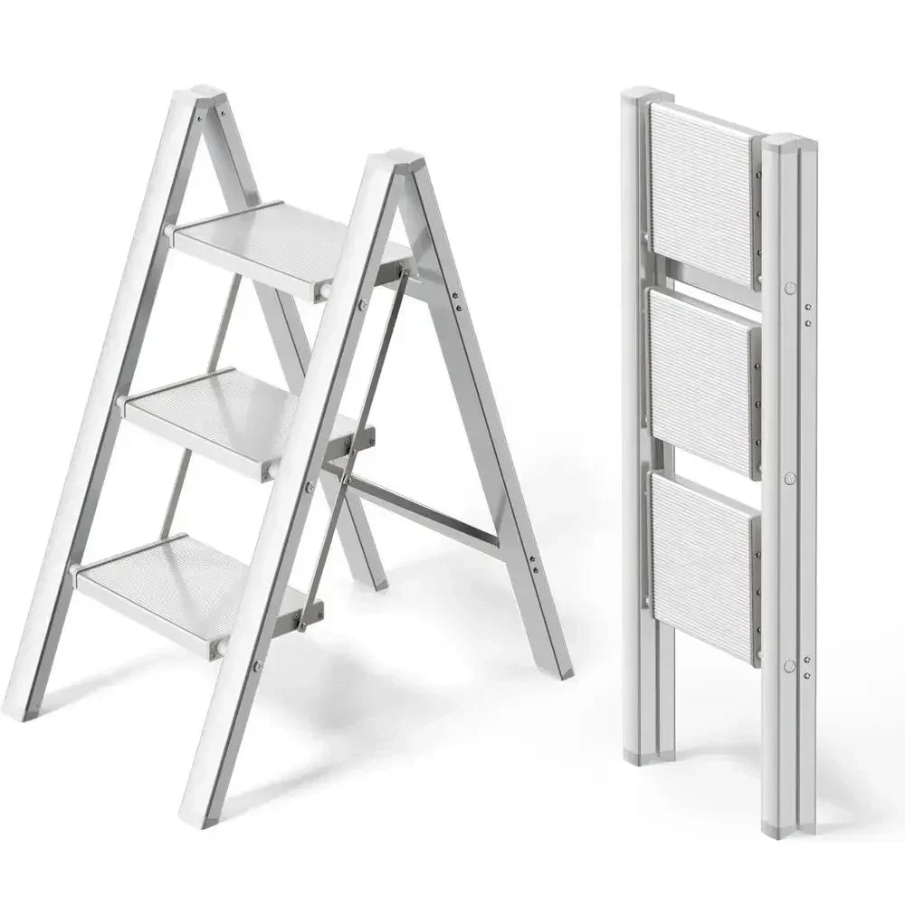 Escabeau aluminium 3 marches, vue de profil