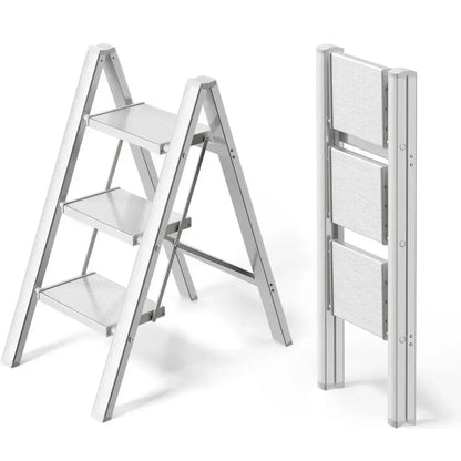 Escabeau aluminium 3 marches, vue de profil
