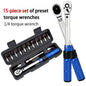 15PCS Torque Wrench Set 1/4" 2-24nm Bi-directional Bicycle Hex Wrench Tool Professional Maintenance And Car Moto Repair Tools
