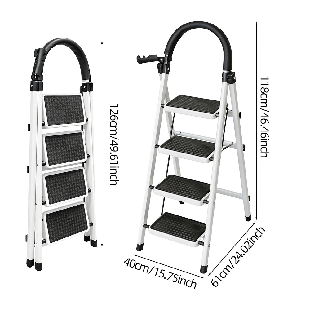 Escabeau acier 4 marches, dimensions – vue 2