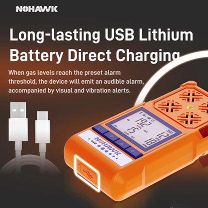 Détecteur 4 gaz rechargeable par câble USB