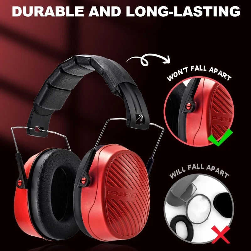PROHEAR Foldable Safety Earmuffs Hearing Protector for Mowing Shooting Construction 28dB Passive Noise Reduction Ear Protection