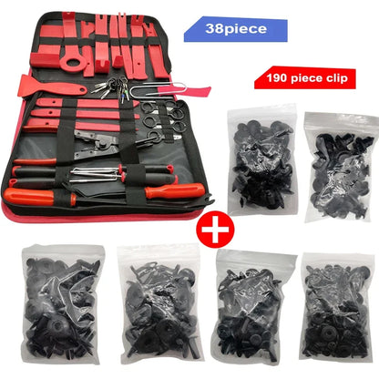 Kit de dépose de garnitures auto avec 190 agrafes