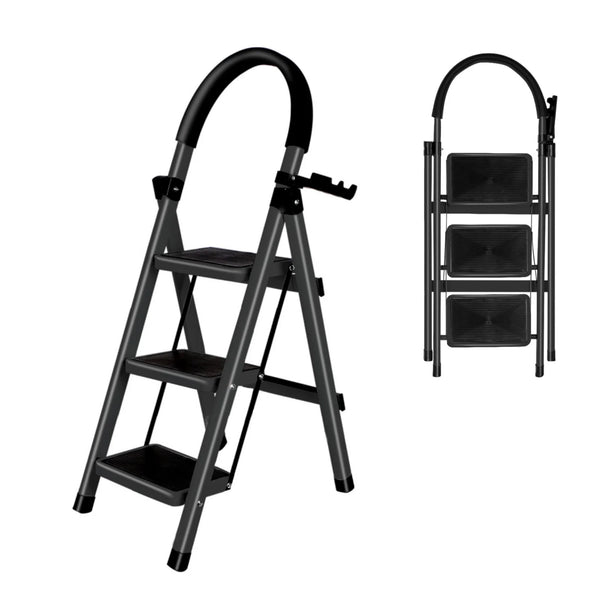 Escabeau acier 5 marches pliant avec rampe