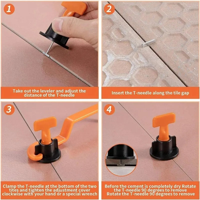 Utilisation des niveleurs sur un carrelage