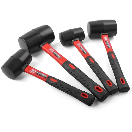 Hi-Spec Double Face Rubber Hammer, Heavy Duty Mallet with Insulated Hand Tool & Anti-Slip Grip for Installation/DIY (8/16/24 Oz)