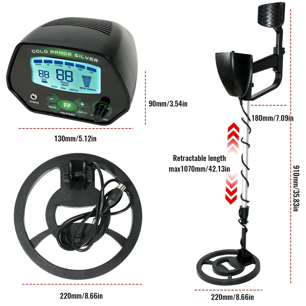Détecteur de métaux LCD bobine étanche