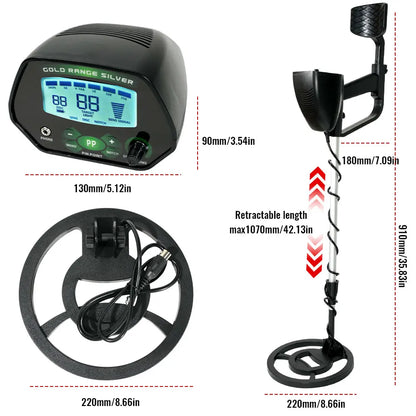 Détecteur de métaux LCD bobine étanche