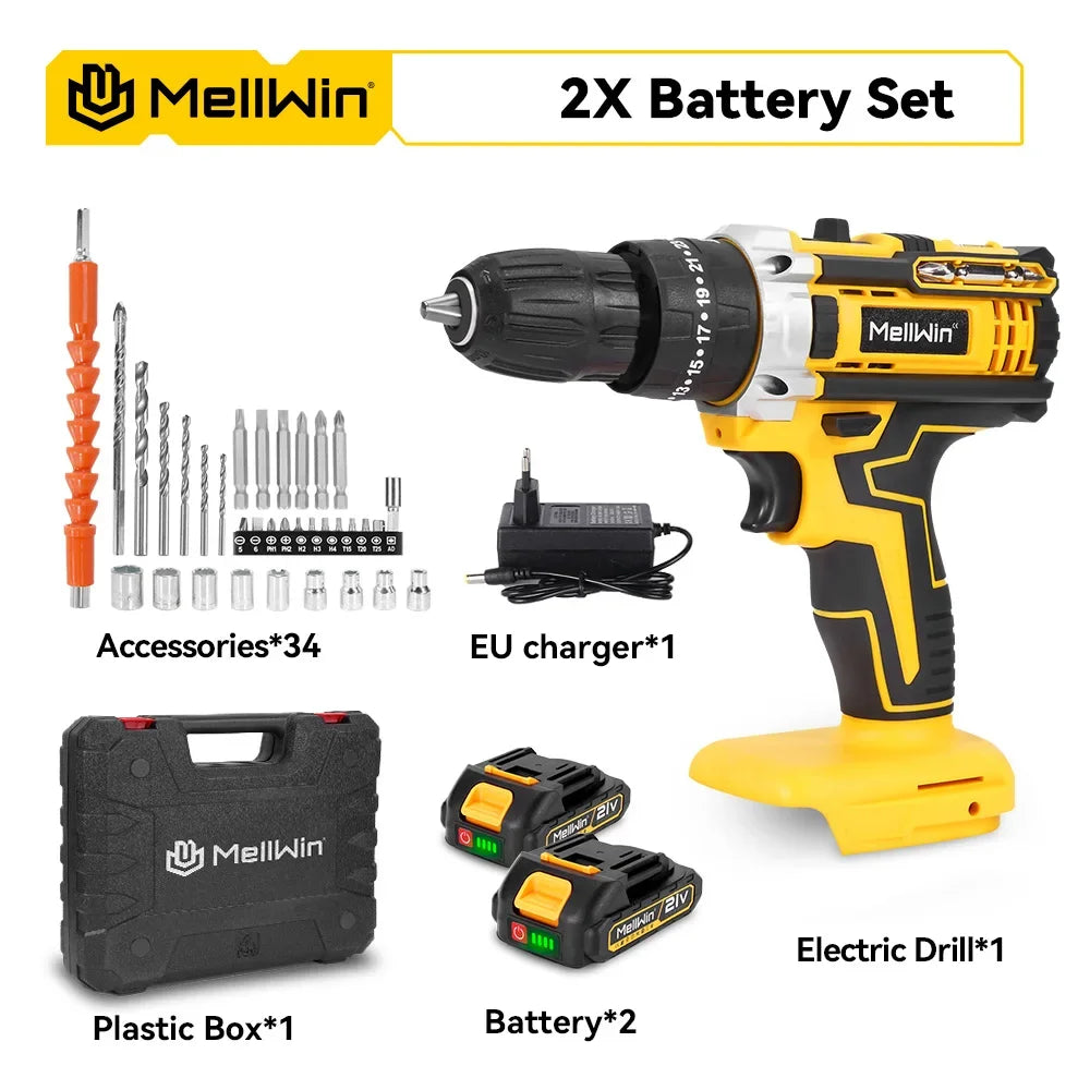 Perceuse-visseuse sans fil avec 2 batteries, chargeur et coffret